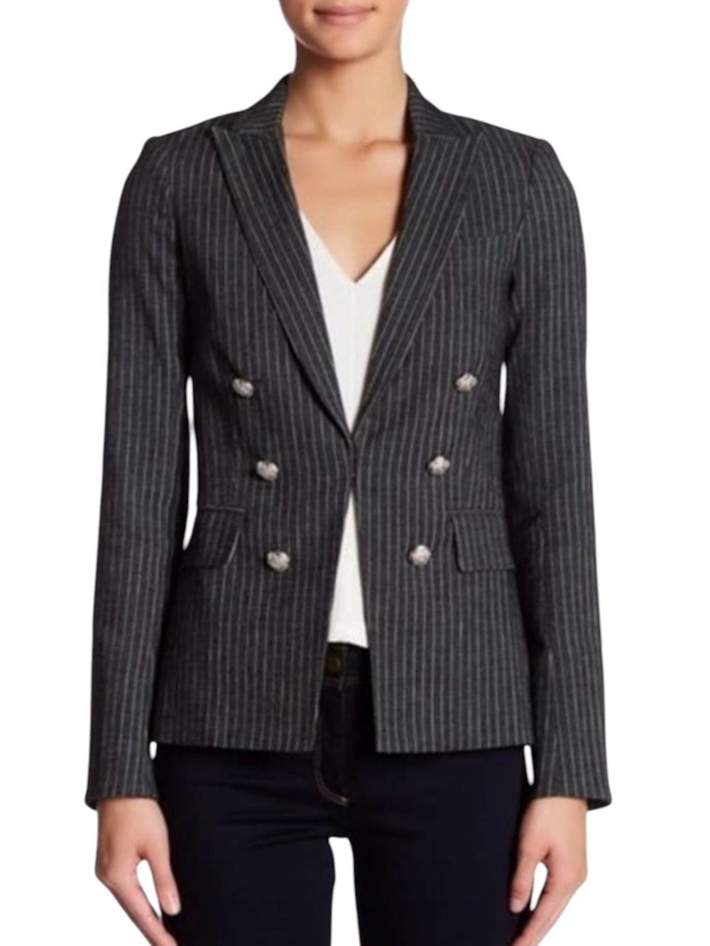 VERONICA BEARD Miller Dickey Jacket Gray Pinstripe Blazer Size 4 EUC
